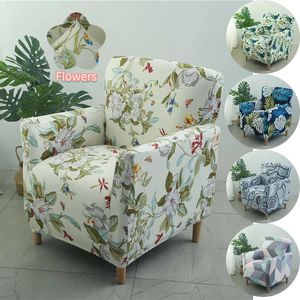 Chair Covers Flowers Printed Tub Cover Stretch Spandex Club Armchair Slipcovers Non Slip Single Sofa For Home Bar Counter El