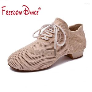 Dance Shoes Socks For Women Knitting Breathable Super Light Sneakers Latin Jazz Solid Pink Black