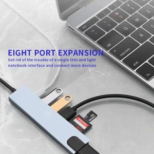 Pjioao USB C HUB 8 in 1タイプC 3.1〜4K HDMIアダプターRJ45 SD/TFカードリーダーPDラップトップコンピューターの高速充電