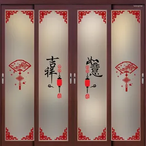 Naklejki okienne Elektrostatyczne szklane szklane szklane chińskie salon Balkon Balkon i sypialnia Półprzezroczysta nieprzezroczysta