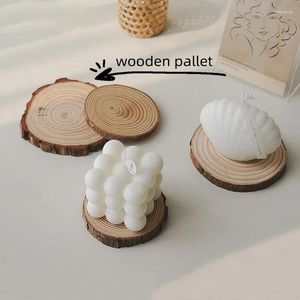 Candle Holders Tray Wooden Simple Ins Style Decorative Modeling Small Ornaments Round Base