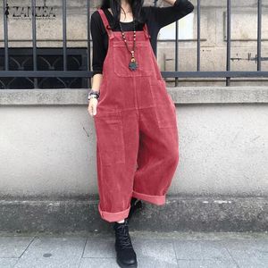 KAFTAN CORDUROY Overalls Womens Spring Jumpsuits Zanzea Casual Suspender Harem Pants Female Solid Rompers Femme Oversize 240409