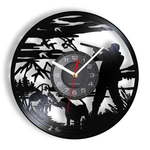 Hunting Vinyl Record Wall Clock Bird Hunter Man for Animals Silent Vinyl Watch Good Will Jungle Caratteri di caccia Decor home