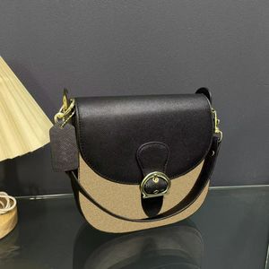 KLEO 23 Klassische Lesebericht passt passende Flip Casual Joker Cowhide Luxus Satteltasche Schulter Messenger -Taschen mittelfrauen dunkelbrauner Zauber braun und schwarz.