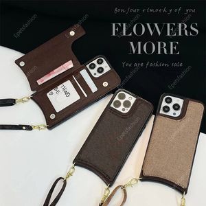 قم بتصميم حزام Crossbody على نمط المحفظة ، Classic Imitation Leather Card Pocket anti drop iPhone Case لـ Apple 15 Pro Max 11 12 13 14 Pro Max Plus