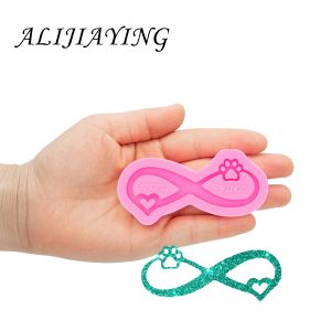 Resin Epoxy Keychain mold Shiny Infinity Heart and Paw Craft DIY Pendant for Necklace Jewelry Silicone Mould DY0397