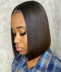 Human Hair Wigs 6x6 Lace Closure Wig 180 Remy Hair Straight Lace Front Wig Pre Plucked Bob Wig6692837