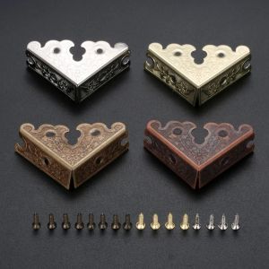 4pcs Jewelry Wooden Box Corner Decorative Protectors Antique Triangle Corner Cover Furniture Protector Decor 34mm With Nails