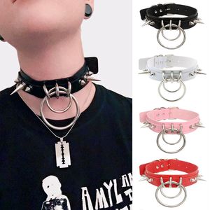 Chokers Gothic Black Spiked Punk Choker Collar Spikes Notes Studded Chocker Naszyjnik dla kobiet mężczyzn Bondage Cosplay Goth je dhgarden dhcql