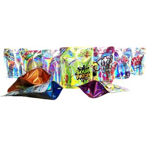 Custom Print Food Verpackungstasche Holographische weiche Touch Mylar -Tasche 3.5G Geruchsweis Die Schnittschloss 3.5 Plastikbeutel DOYPACK für Lebensmittel Blumenspeicher Hülle