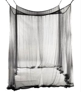 4Corner Bed Netting Canopy Myggnät för queenking -storlek 190210240cm svarta sängar Gardinrum Dekoration6750962