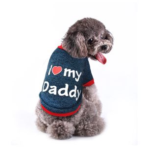 Små hundkläder söt jag älskar pappa mamma hund kattkläder t-shirt husdjur kläder tröja valp kattkläder för chihuahua Yorkies