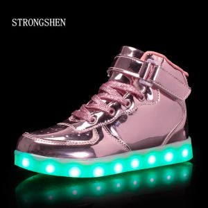 스니커즈 스트롱 슈 2018 새로운 어린이 신발과 가벼운 소년 소녀 캐주얼 레드 신발을위한 USB 충전 LED LIGHT UP 5 Colors Kids Shoes