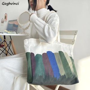 Bag Shoulder Bags Women Harajuku Canvas Painted Large Capacity Ins Casual Totes Retro Simple Female Handbags Korean Style Daily