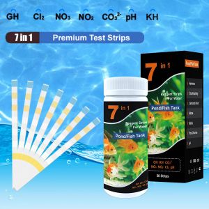Fiskbehållare 7 i 1 testkit sötvatten saltvatten damm testremsor för fiskbehållning pH nitrit alkalinitet klorkarbonat