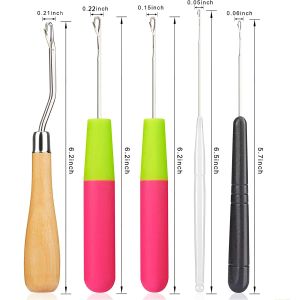 5st Bent Latch Hook Set Crochet Needle Dreadlocks Tool Sticke Crochet Hooks Hair Extensions Tool for Flätning