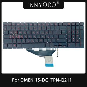 Tangentbord RU -layout Rött bakgrundsbelyst tangentbord för HP OMEN 15DC 15DC0005TX TPNQ211 LAPTOP LA/UK ENGELSKT KEYBOARD MED BESLASSREVERING