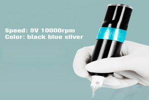 Professionell patron tatuering penna hög kvalitet stark motorisk rotationsmaskinverktyg 9v 10000 rpm med lätt svart silverblå färg2315485