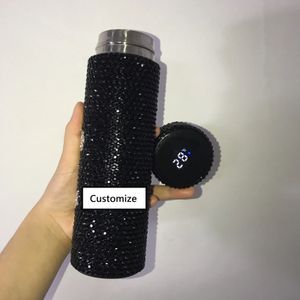 Anpassa Rhinestones Vakuumflaskor Thermos Rostfritt stål Tumbler Vattenflaskor Kawaii gåvor för barnflickor isolerade 240409