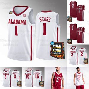 2024 Final Four Alabama Basketball Jersey Brandon Miller Mark Sears Grant Nelson Sam Walters Nick Pringle Aaron Estrada Rylan Griffen Jarin Stevenson Sexton