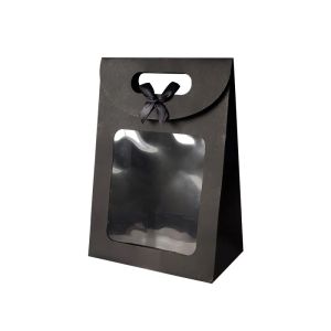 5/10/20pcs 결혼식 생일 홈 파티 흰색 검은 포장 상자 베이킹 테이크 아웃 가방을위한 투명한 창 선물 가방