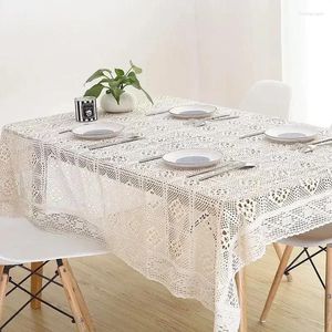 Table Cloth Vintage Cotton Linen White Lace Crochet Tablecloth Rectangle El Textile Kitchen Decor Runner Placemat Cover