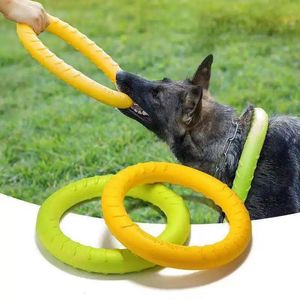 Toys de cachorro Pet Pet Flying Disk Training Puller Antibite Antibite Supplos interativos Flutuantes Agressivo Mastigação 240328