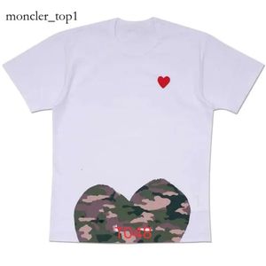 Модная мужская футболка коммуникации дизайнерские футболки Love Red Heart Eyes Cdg Casual Women Quanlity Lovers Рубашки Вышивка с короткими рукавами.