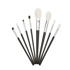 ONE ORCHID Pro 8 Pcs Goat Hair Powder Highlighting Makeup Brushes Pencil Tapered Crease Blending Shader Eyeshadow Cosmetic Kit