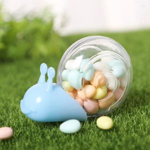 Present Wrap 12 PCS Transparent Plastic Cartoon Snail Shape Candy Boxes For Baby Shower Children Birthday Party Favors Sweets Container