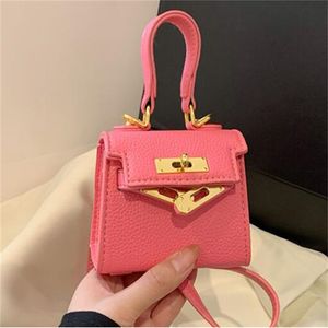 Candy Color Kids Girls Handbag Pu Children Metal Single Shoulder Bag Fashion Girl Baby Messenger Bag Designer Mini Purses