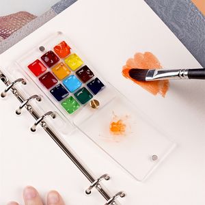 Empty Palette Portable Transparent Acrylic Watercolor Box Art Mini Painting Moisturizing Palette Pigment Box Art Supplies