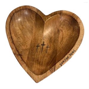 Tigelas B Tigela em forma de coração - madeira funcional e colecionável de madeira artesanal para servir castos com cartas