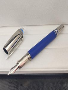 Blue Crystal Head Fountain Pen عالي الجودة برميل معدني كلاسيكي مع رقم تسلسلي فاخر الحبر الجاف في كتابة Smoth Office Suppliegi1616784