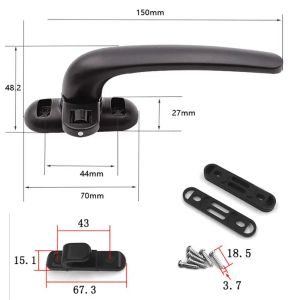 Universal Window Handle Lock Casement Window Lock Wheel Handle Black Hardware Furniture Supplies Door and Window Handles