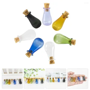 Vaser 7 datorer behållare lock driftande flaskor korkad liten önskande glasflaskor festlig lagringsburk meddelande transparent