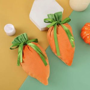 Gift Wrap 5/10pcs Velvet Easter Bags Carrot Candy Gifts Packaging Bag With Drawstring Kids Birthday Supplies