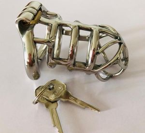 2021 Extreme Confinement Device Male Stainless Steel Metal Cock Cage Penis Lock Sex Toys with Anti-Spike Ring7428118