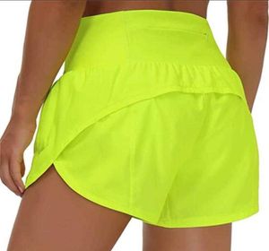 18 Esportes rápidos de secagem shorts gostosas de fitness feminino feminino de duas peças à prova de luz Leggings forro de ioga em execução de golfe PANT9345150