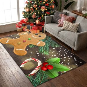 Oturma Odası Ev Dekoru için Noel Gingerbread Halı Mutfak Koridoru Balkonlu Halılar Yatak Odası Slip Slip Mat Sofa Masa Alanı Ruags