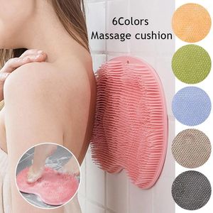 Tapetes de banho banheiro silicone esfregar traseiro pincel não deslizamento para lavar o pé da almofada de massagem tapete com pele de otário limpo