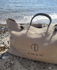 Nya designer aniner shopping semesterstil singel axel strandpåse stor kapacitet canvas tygväska bing handväska