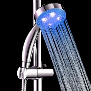 1pcs Su Gücü Renkli LED Duş Başlığı Elde Taşınma Sıcaklık Sensörü Hafif Duş Başlığı Pil Banyo Aksesuarları