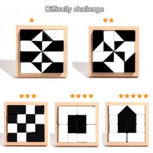 Puzzle de madeira de madeira DIY Toys Montessori Treinamento lógico Hidng Blocks Board Games Educational Toys for Kids Kids