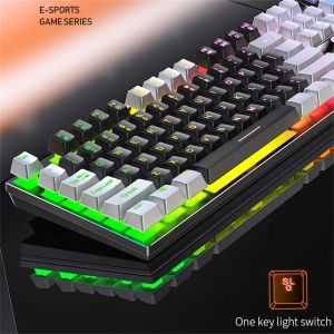 لوحات المفاتيح K500 104 مفاتيح لوحة مفاتيح ألعاب Wired Colorbocking Backlocking Mechanical Feel Desktop Computer Keyboard لجهاز كمبيوتر محمول لسطح المكتب