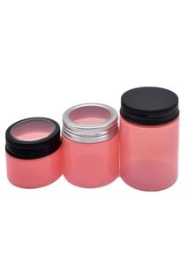 100 150 200 250ml Plastikgläser rosa Pet Pet Cosmetic Jar Storage Dosen runde Flasche mit Fenster Aluminiumdeckel für Creme Mask1007681