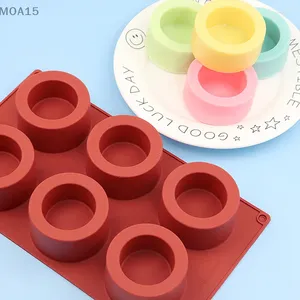 Bakformar 1 st 6 håls rund kaka mögel silikon mögel diy verktyg mousse tvål 3d bröd dessert bricka kök non-stick mat rostning