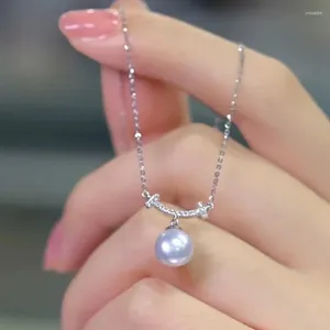 Hänge halsband kreativ design imitation pärla leende halsband för kvinnor silver färg kedja bländande kubik zirkoniumbröllop trend smycken