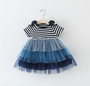 Girls Striped Sukienka 2019 Summer New INS Baby Girls Gradient Cake Spódnica Księżniczka Dresses Dzieci moda sukienka Tutu 2 kolory 3942019