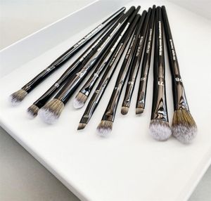 Pro Eye Makeup Brush Set 10st Black Eyeshaodw Shaping Contouring Highlight Liner Lip Concealer Blandning Kosmetik Skönhetsverktyg5513992